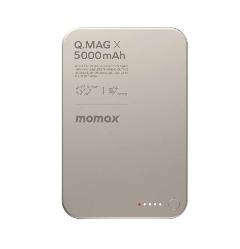 Внешний аккумулятор Momax с беспроводной зарядкой, 5 000 мАч, Qi/PD20, Natural Titanium — фото 1