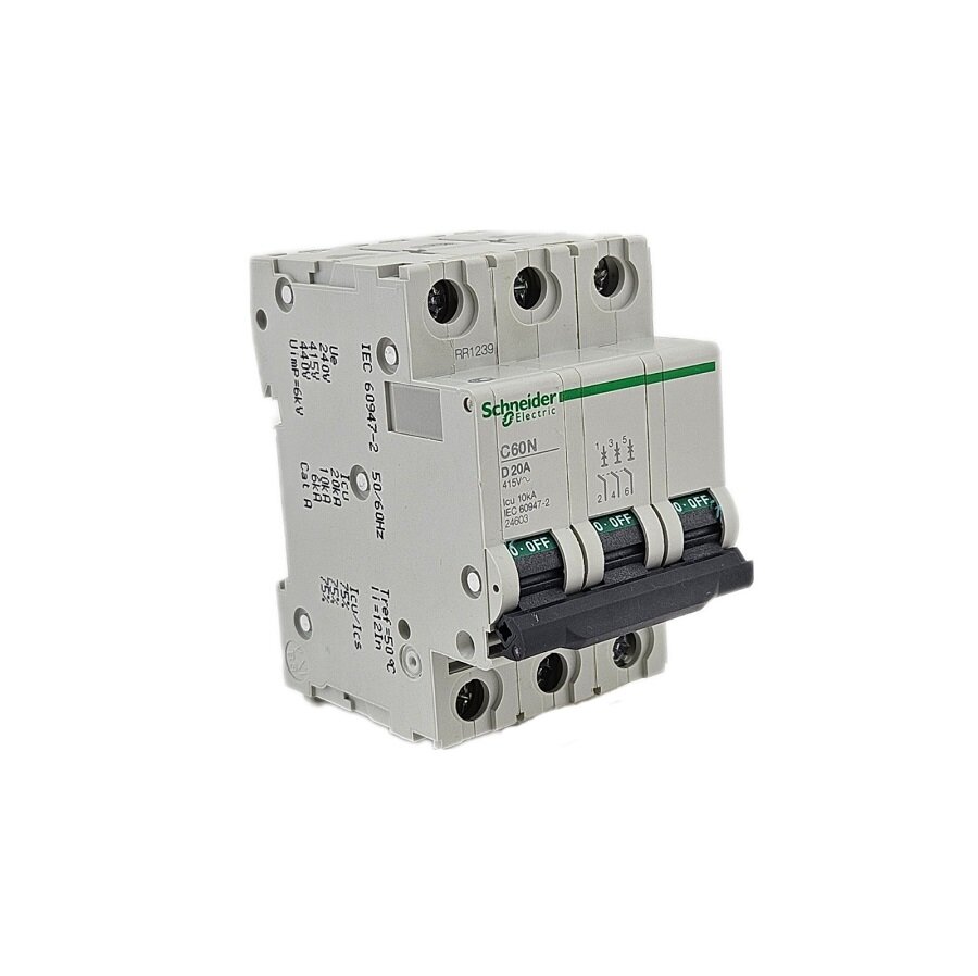 Автоматический выключатель 3-полюсный 20A C60N D20A Schneider Electric 24603