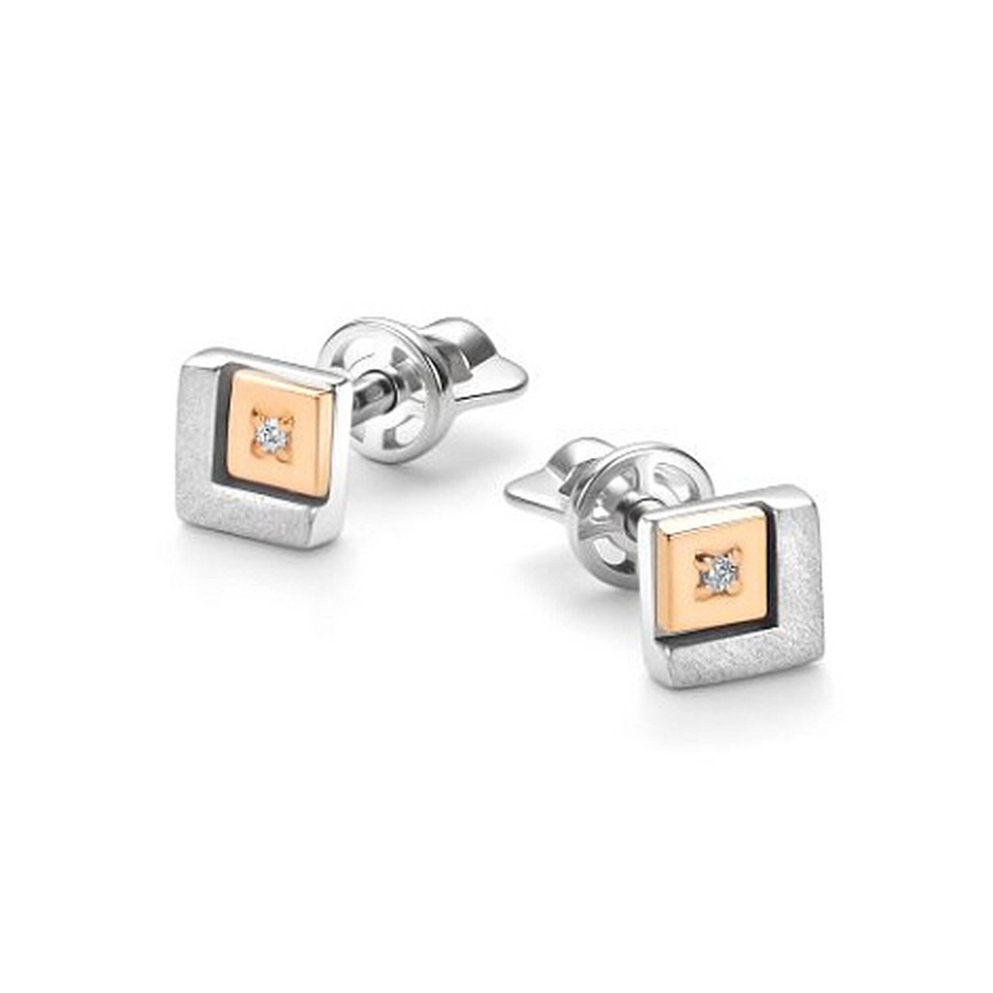 Серьги пусеты Diamant online, золото, серебро, 925, 585 проба, родирование, бриллиант