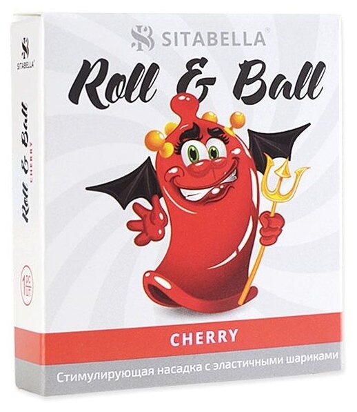 Стимулирующий презерватив-насадка Roll & Ball Cherry