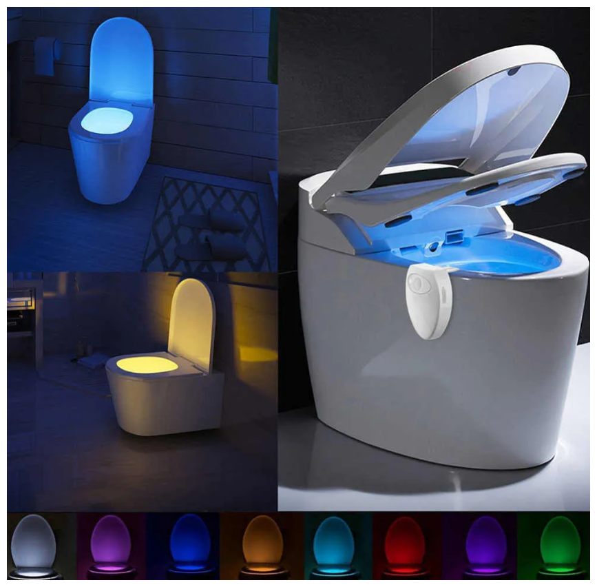 Лампа для унитаза/высокотехнологичное устройство с датчиком для ванной комнаты/светильник для туалета/подсветка с LED 8 цветов/