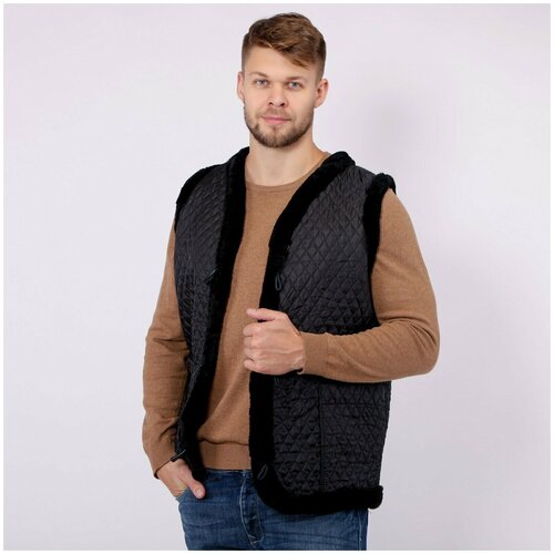 фото Жилет из овчины стеганый черный овиленд