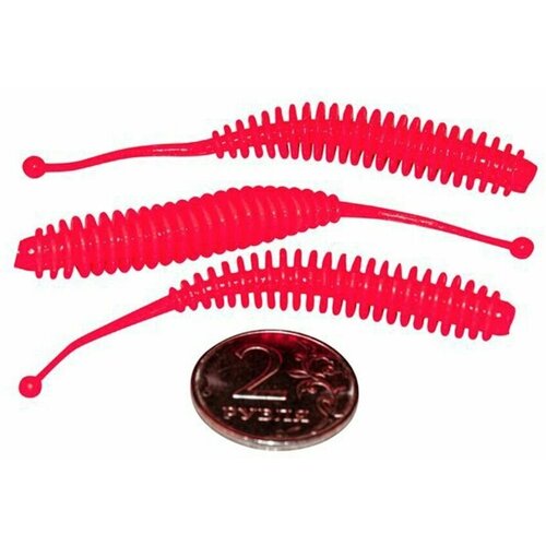 Мягкая форелевая силиконовая приманка для рыбалки TROUT EXPERT серия PUPA BALL - червь шарик (#BP7001, 70 мм, 10 шт в банке, сыр) КрасноОранжевый