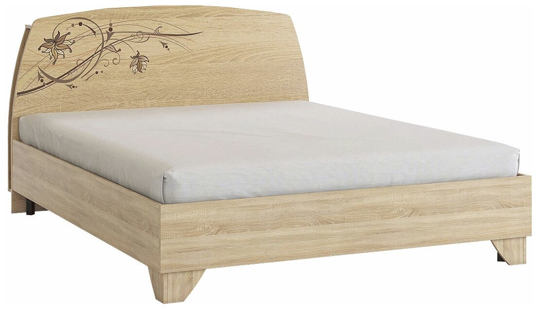Двуспальная кровать МебельСон Виктория Дуб Сонома 160х200 см