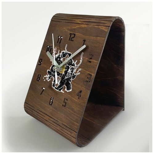 Настольные часы из дерева, цвет венге, яркий рисунок игры Ghost of Tsushima - 340