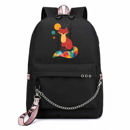 фото Рюкзак с лисой (fox) черный с цепью №1 noname