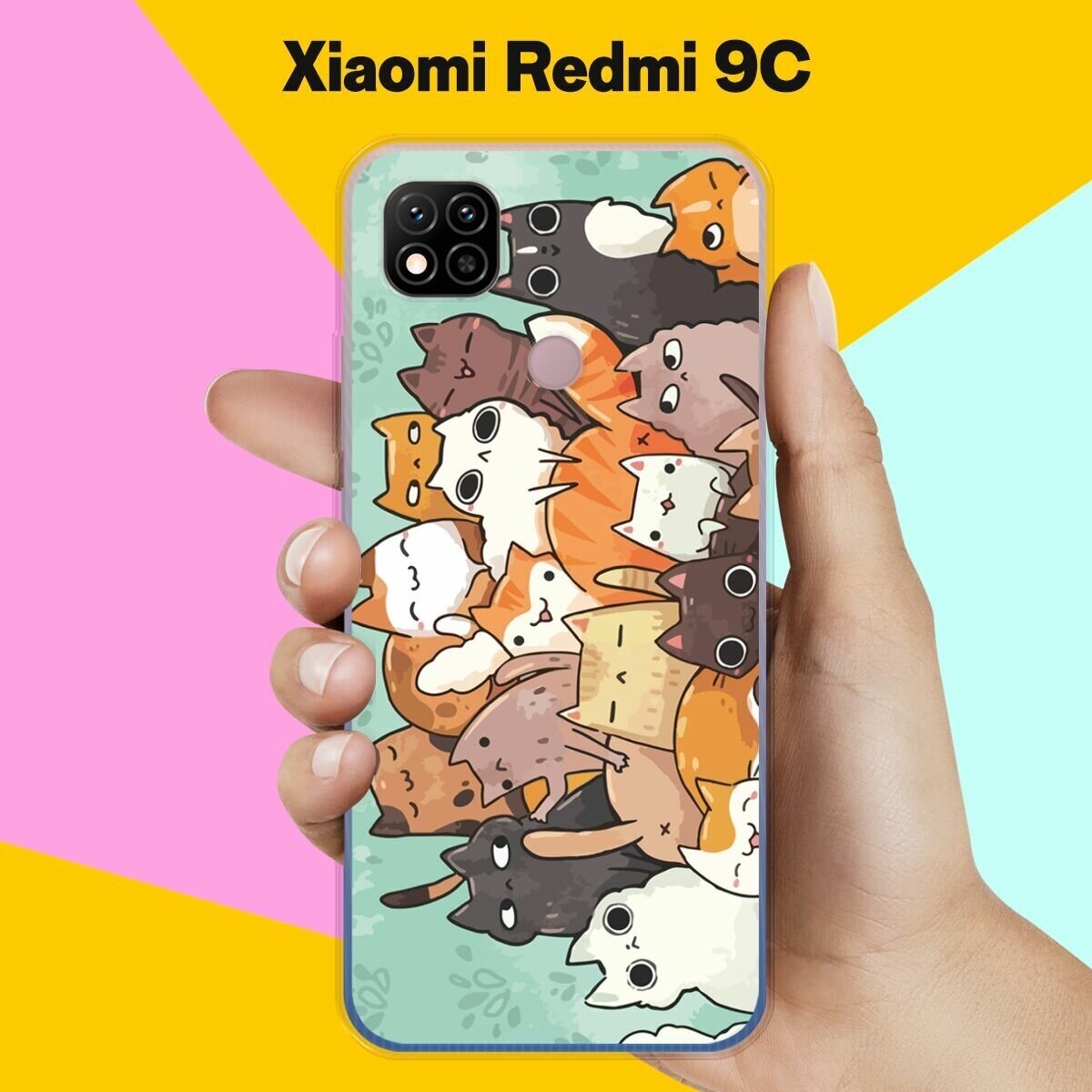 Силиконовый чехол на Xiaomi Redmi 9C Много котов / для Сяоми Редми 9Ц