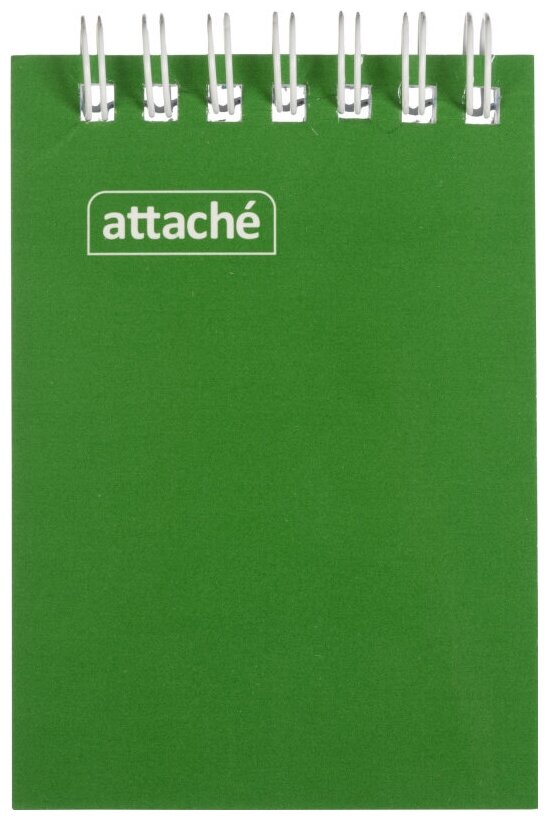 Блокнот на спирали А7 60л. Attache, т.-зеленый, блок 60г, обложка 215г 1441824