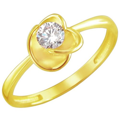фото Эстет кольцо с 1 фианитом из жёлтого золота 01к1311472, размер 18
