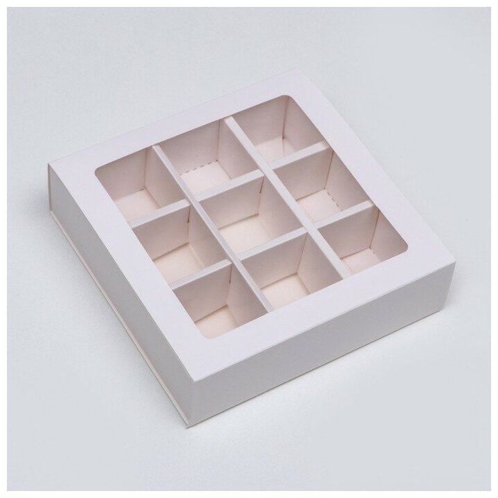 Коробка складная под 9 конфет, белая, 13,8 х 13,8 х 3,8 см - фотография № 4