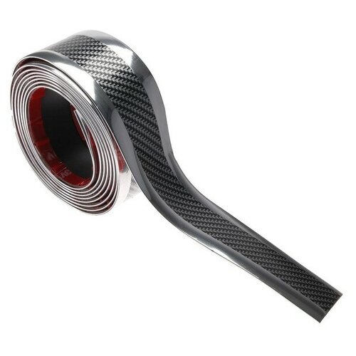 TORSO Защитная накладка на порог авто под карбон с хром полосой самоклеящаяся 5250 см 691₽