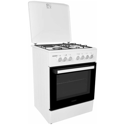 Комбинированная плита STENFELD T631GEF-02 6060 белая 60 см 3 газовых и 1 электрическая конфорки конвекция 6 режимов работы электроподжиг 2382800₽