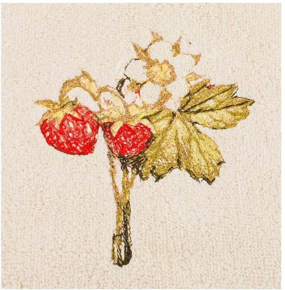 Полотенце махровое ягодка 30х50см ,беж, лайм, вышивка Santalino (850-600-64) - фотография № 3