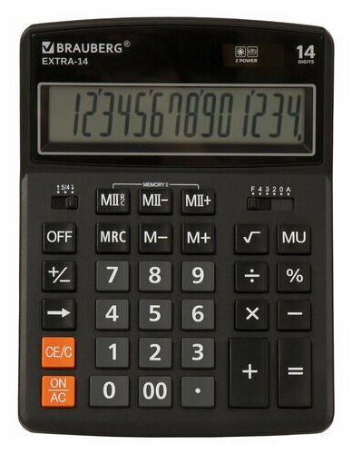 Калькулятор настольный Brauberg Extra-14-BK (14-разрядный) черный (250474) 20шт.