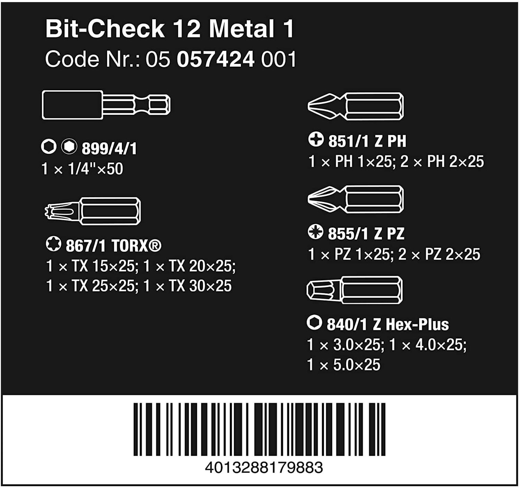 Набор WERA Bit- Check 12 Metal 1 057424 - фотография № 10