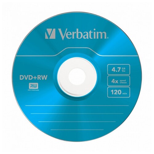 Носители информации DVD+RW, 4x, Verbatim Serl Colour, Slim/5, 43297 носители информации dvd rw 4x verbatim serl matt silver jewel 5 43229