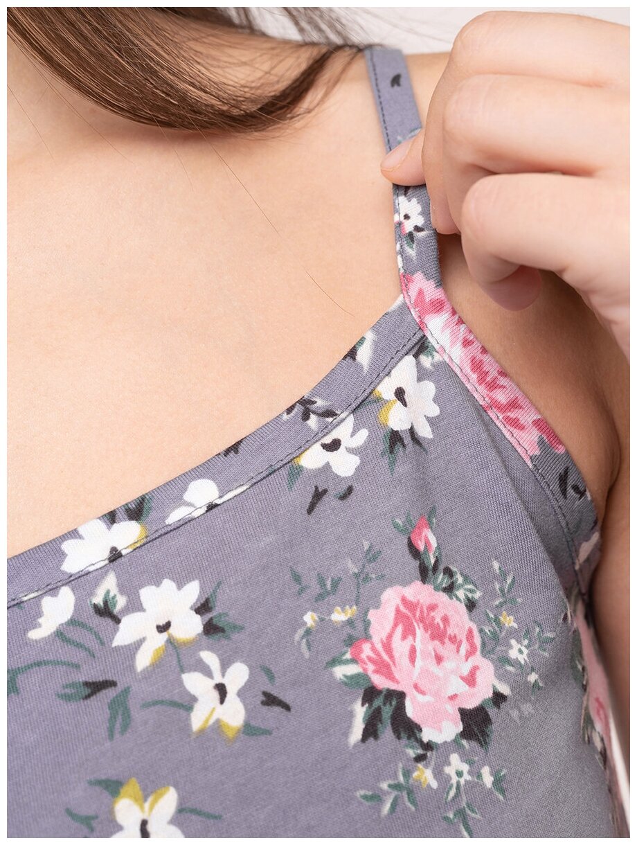 Сорочка женская HappyFox, HF3000MSP размер 52, цвет цветы.на.сером - фотография № 6