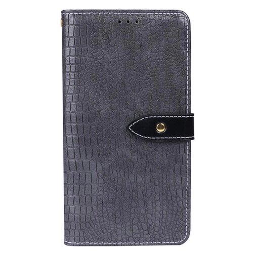 фото Чехол-книжка mypads для iphone 11 (айфон 11) 6.1 с фактурной прошивкой рельефа кожи крокодила с застежкой и визитницей серый