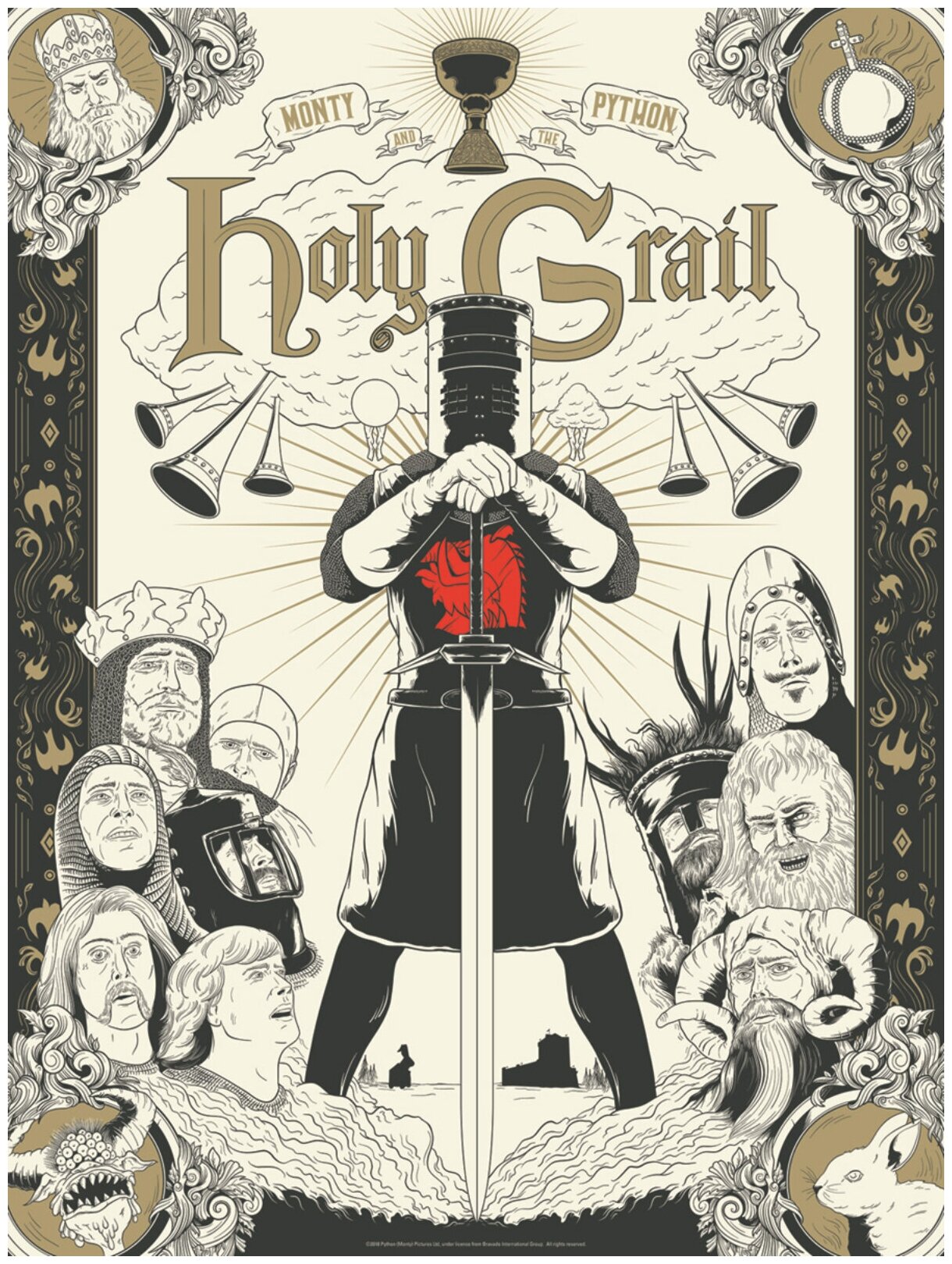 Постер / Плакат / Картина на холсте Черный рыцарь с мечом