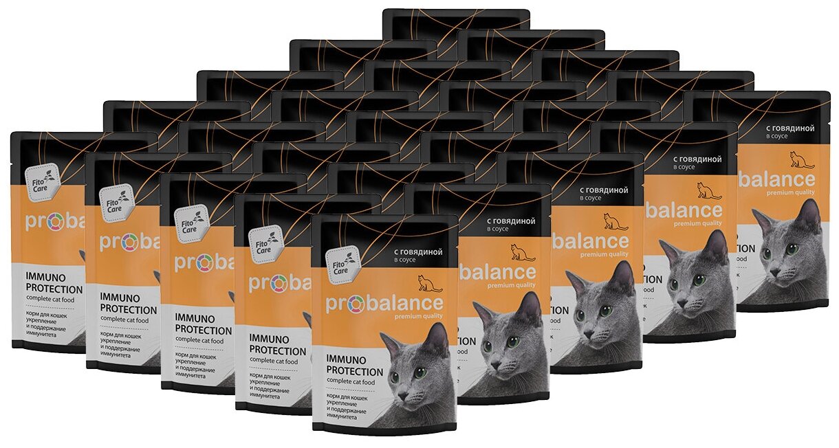 Упаковка 25 шт. по 85 гр. Консервированный корм для кошек Probalance с говядиной в соусе - фотография № 8