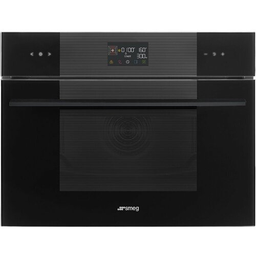 Компактный многофункциональный духовой шкаф Smeg SO4102M1B3, комбинированный с микроволновой печью, 12 функций, стекло Deep Black (чёрное) компактный многофункциональный духовой шкаф smeg so4102m1b3 комбинированный с микроволновой печью 12 функций стекло deep black чёрное