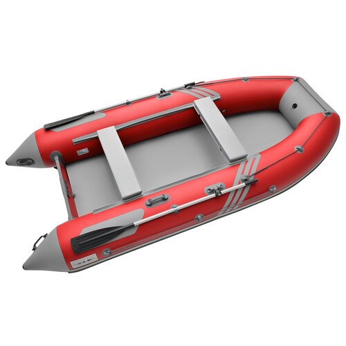Лодка надувная ПВХ под мотор ROGER Zefir 3700, лодка роджер НДНД с ковриком призма (красный-серый)