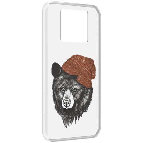 Чехол MyPads Медведь в шапке 2 для Black Shark 3 5G / Black Shark 3S задняя-панель-накладка-бампер