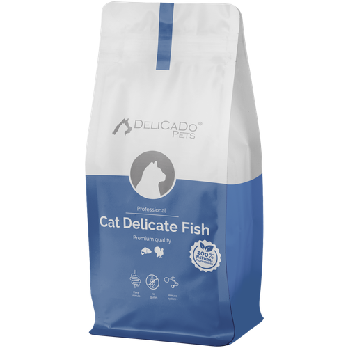 DELICADO KAT DELICATE FISH Корм для кошек 10кг с рыбой и индейкой, для чувствительного пищеварения, снижает риск возникновения пищевых аллергических реакций