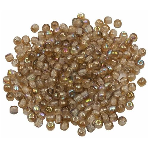 Стеклянные чешские бусины, круглые, Glass Pressed Beads, 2 мм, цвет Crystal Brown Rainbow, 200 шт.