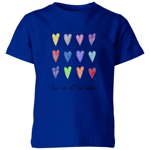 Футболка Us Basic, размер 4, синий детская футболка цветные сердечки love is all we need 104 темно розовый