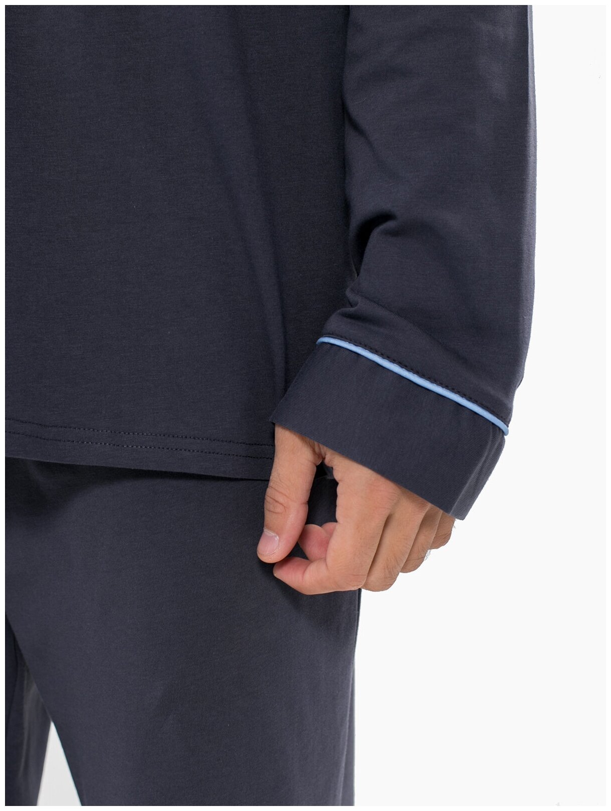 Пижама мужская классическая Ihomewear Графит с брюками со штанами хлопковая c длинным рукавом (170-176, XXL) - фотография № 4