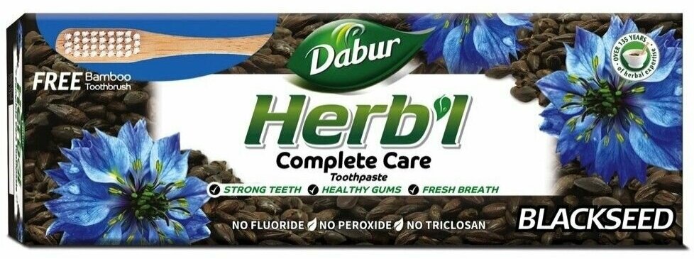 Зубная паста Dabur Herb'l для комплексного ухода с Семенами черного тмина, 150 г + зубная щетка (пластик) - фото №12