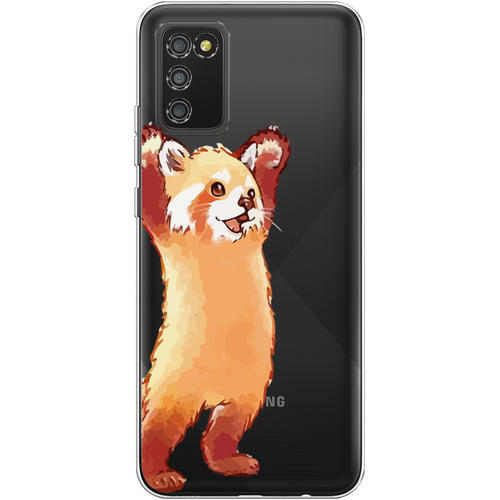 Силиконовый чехол на Samsung Galaxy A02s / Самсунг Галакси A02s Красная панда в полный рост, прозрачный