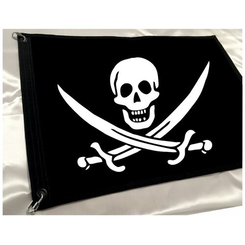 пиратский флаг калико джека 90х135 см Пиратский двусторонний флаг Калико Джека (40х60 см) с карабинами, усиленные края