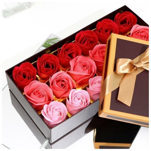 Мыльные розочки цветные оттенки набор 18 шт 813₽