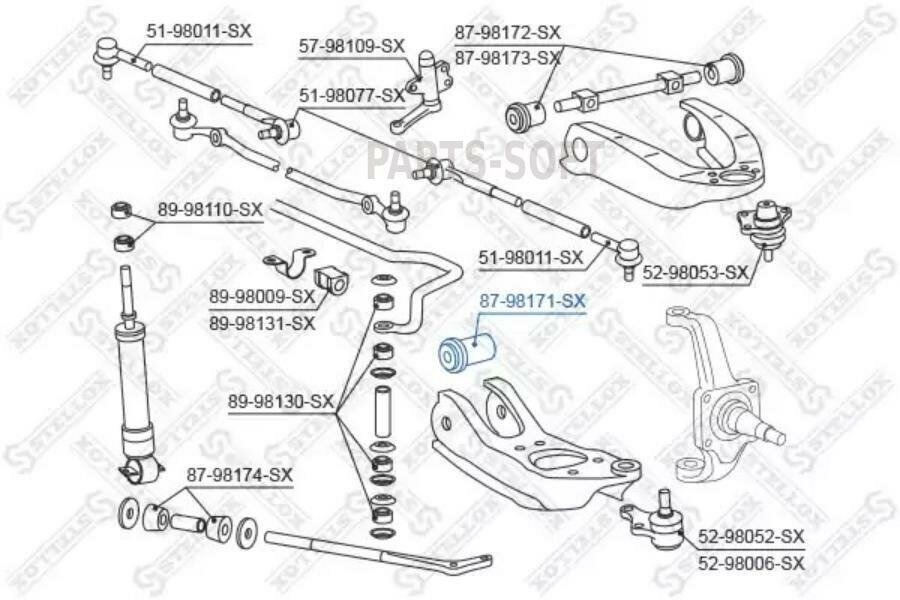 Сайлентблок рычага нижний для Toyota Hi-Lux RN5#/YN5#/LN5# 83-98 8798171SX STELLOX