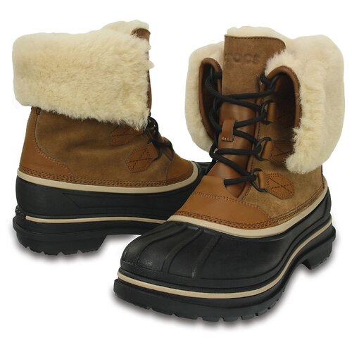 фото Ботинки crocs allcast ii luxe shearling boot , размер nan , wheat/black