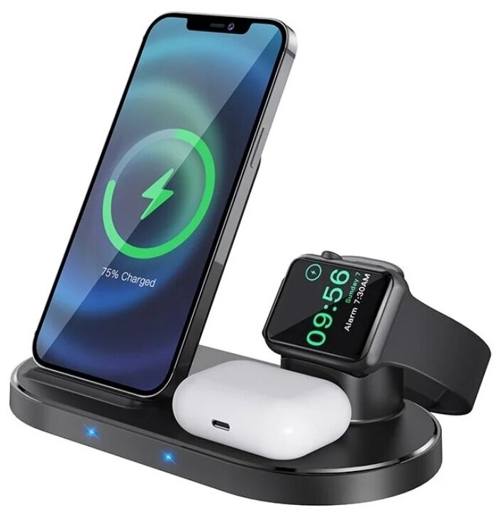 Беспроводная зарядка Borofone 3 в 1 для IPhone, Android, смарт-часов, AirPods . Зарядка беспроводная Borofone bq10