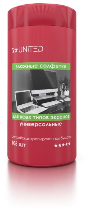 Влажные салфетки для всех типов экранов 5 Star United универсальные 105  арт 401