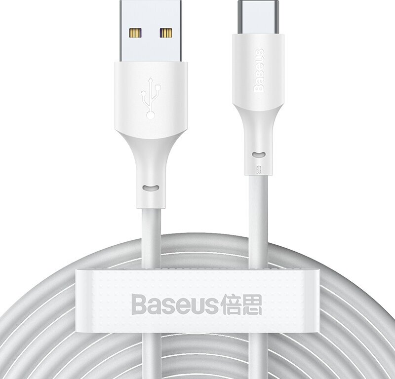 Кабель USB BASEUS Simple Wisdom Data Cable Kit, USB - Type-C, 5A, 1.5 м, белый, 2шт