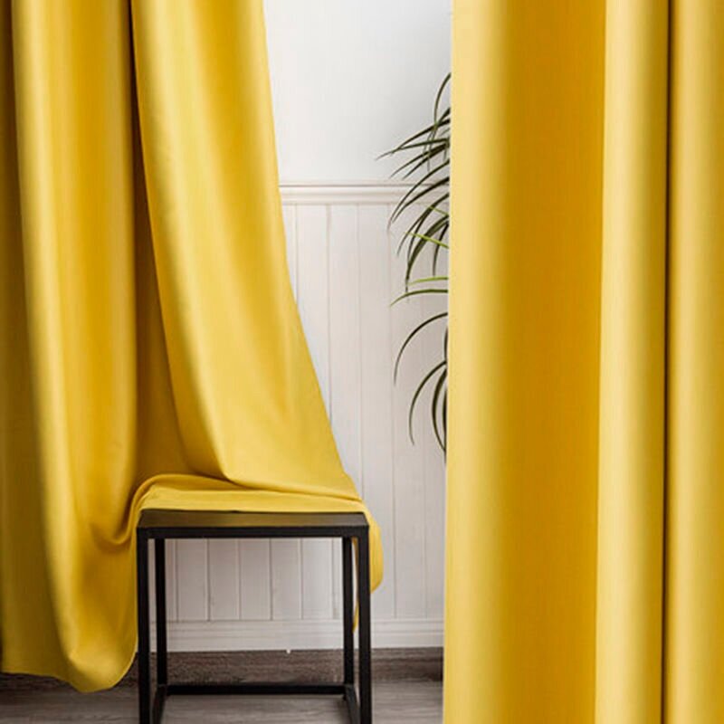 Комплект светозащитных штор "Блэкаут желтый" 240x270 - 2 шторы на ленте - фотография № 3
