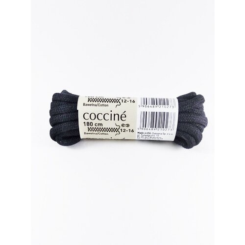 Шнурки хлопковые круглые толстые Coccine, черный, 5 мм, 180 см