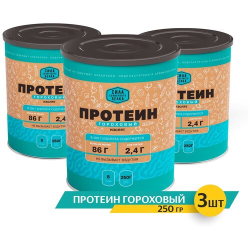 Гороховый протеин Сила солнечного белка, 3шт*250г протеин сила солнечного белка гороховый 250 гр