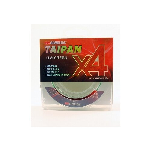 фото Леска плетеная swd "taipan classic pe braid x4", 0,10 мм, 135 м (4,05 кг, light-green) siweida