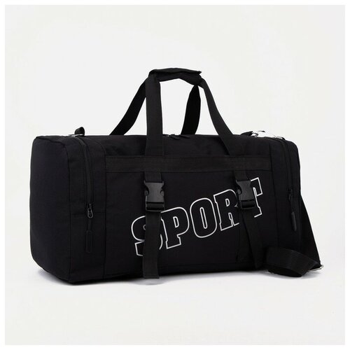 фото Сумка спортивная 50 см, плечевой ремень, черный теропром