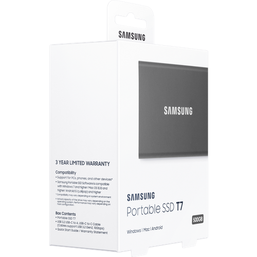 Внешний твердотельный накопитель Samsung MU-PC500T/WW 500GB, USB 3.2 G2, USB-C, titan greyЛП