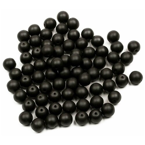 Стеклянные чешские бусины, круглые, Round Beads, 6 мм, цвет Alabaster Metallic Black, 75 шт.
