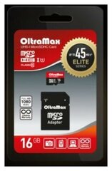 Карта памяти (OLTRAMAX MicroSDHC 16GB Class 10 UHS-1 Elite + адаптером SD 45 MB/s [OM016GCSDHC10UHS-1-ElU1])