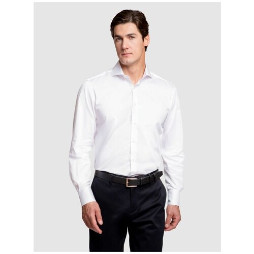 Рубашка KANZLER, размер 44, белый мужская однотонная рубашка eoenkky с длинным рукавом модель 2022 года летняя повседневная модная белая мужская кофта винтажная корейская одеж