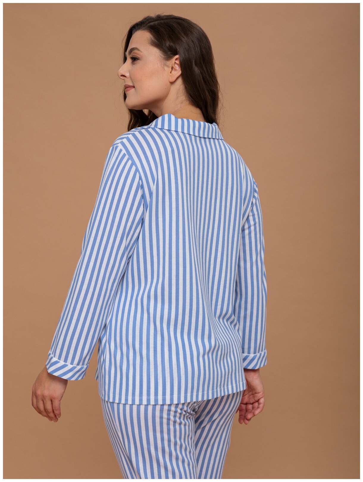 Пижама домашняя женская Алтекс рубашка со штанами голубая, размер 48 - фотография № 4